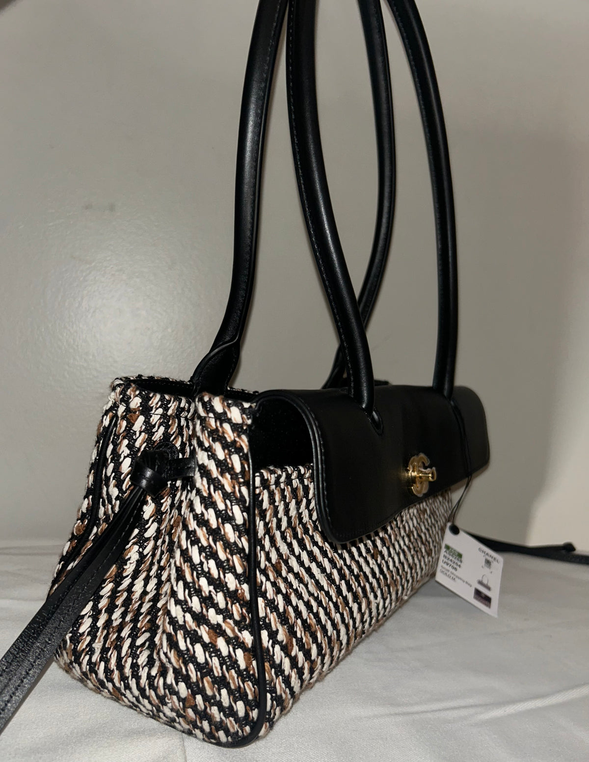 CHANEL 26S "Urban Essential" East West Small Shopping Tote Tweed/Leather Black
