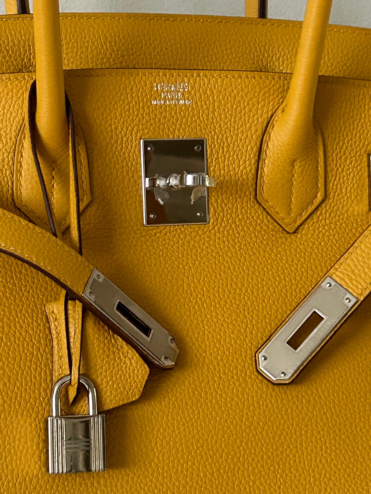 HERMÈS Birkin 30 Jaune Ambre Togo Leather Palladium Hardware Handbag