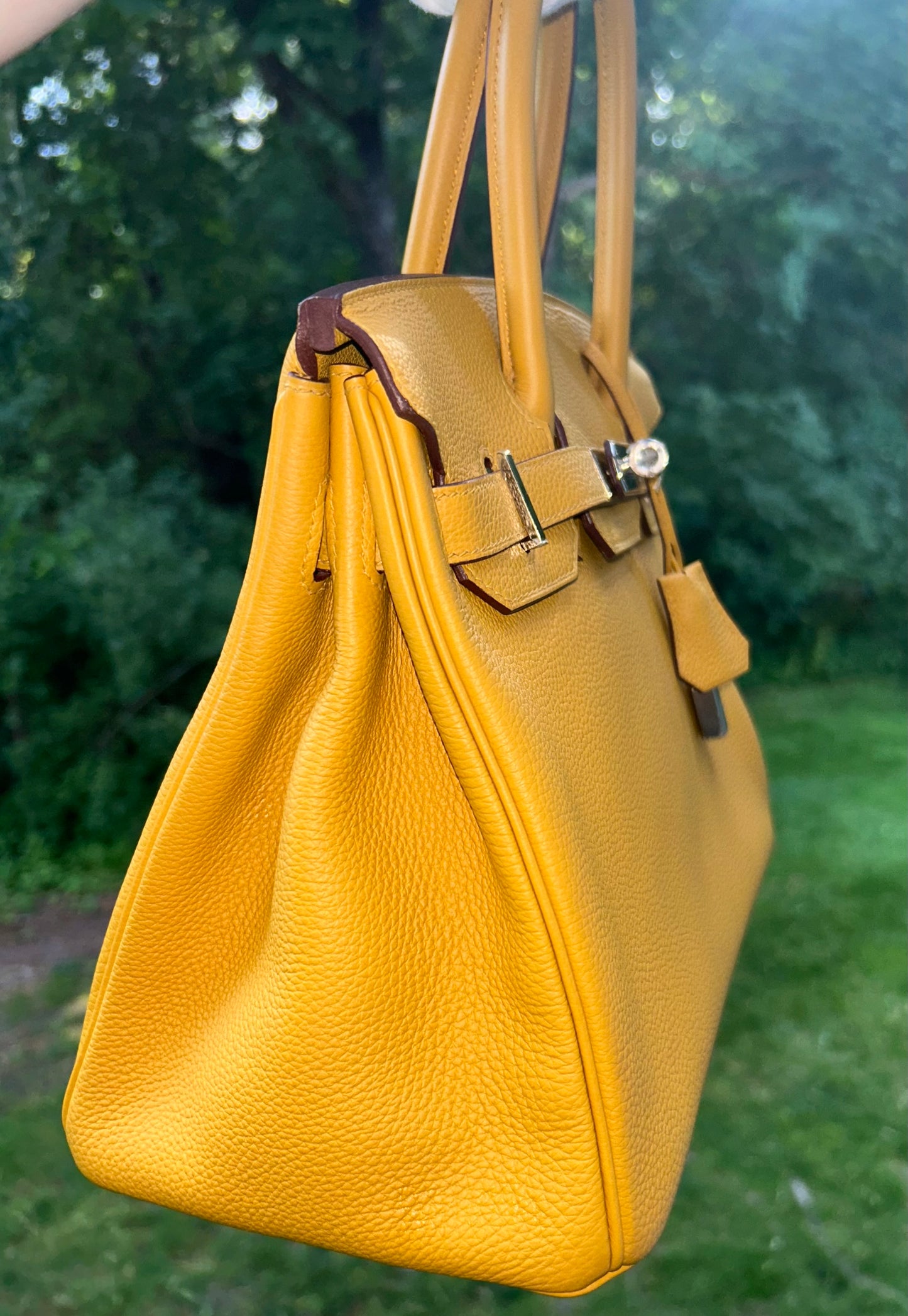 HERMÈS Birkin 30 Jaune Ambre Togo Leather Palladium Hardware Handbag