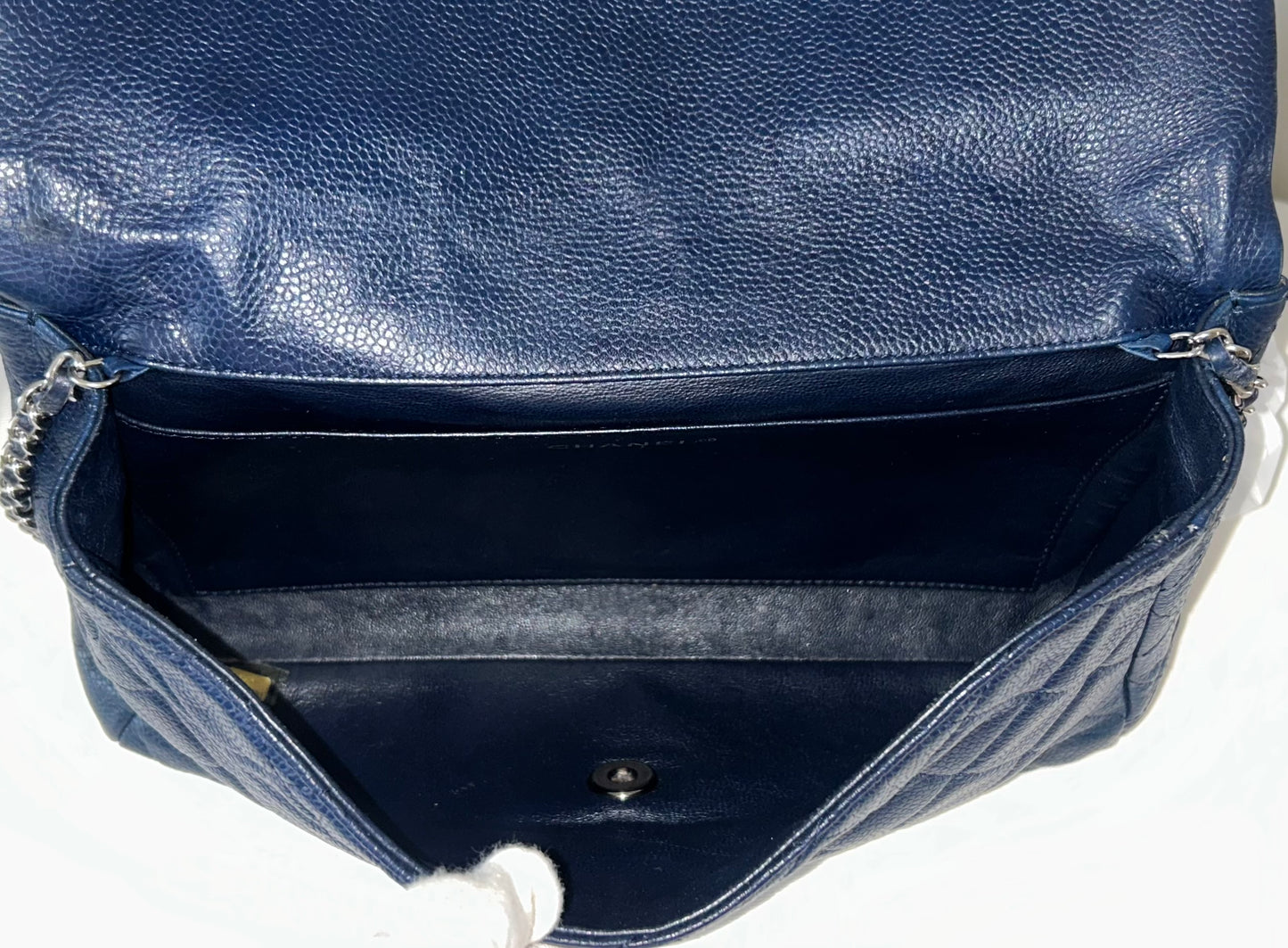 CHANEL CC Classic Quilted Soft Caviar Leather Single Flap Shoulder Navy