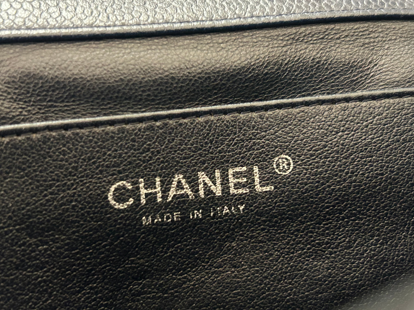 CHANEL CC Classic Quilted Soft Caviar Leather Single Flap Shoulder Navy