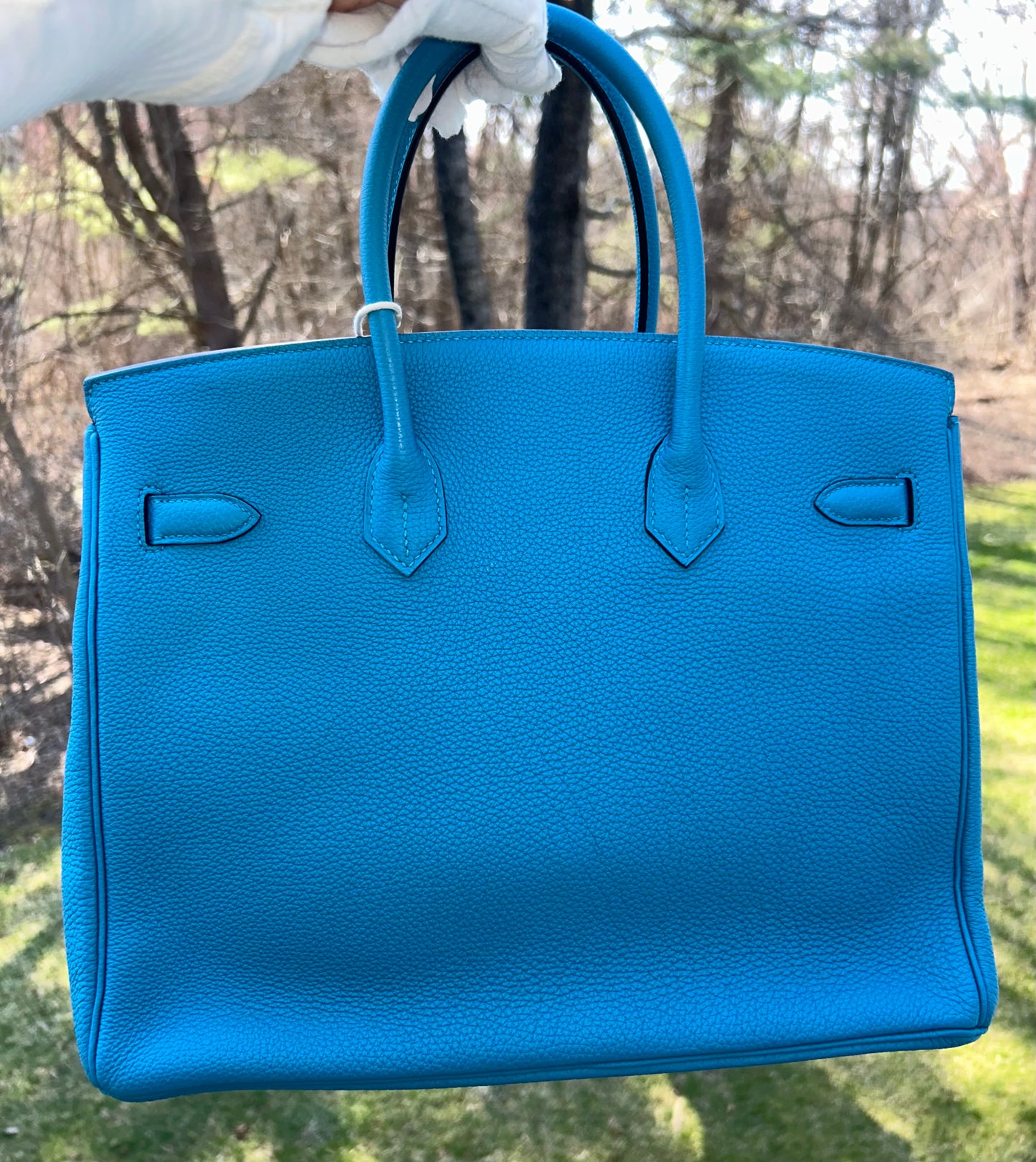 HERMÈS Birkin 35 Bleu Izmir Togo Leather Gold Hardware Handbag