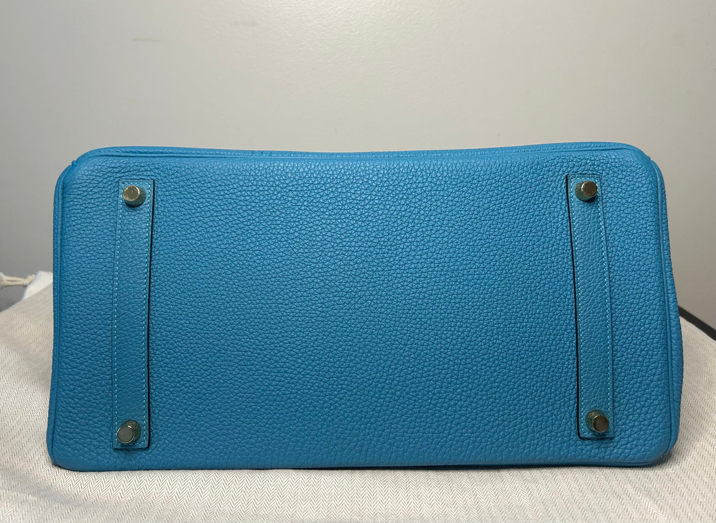 HERMÈS Birkin 35 Bleu Izmir Togo Leather Gold Hardware Handbag