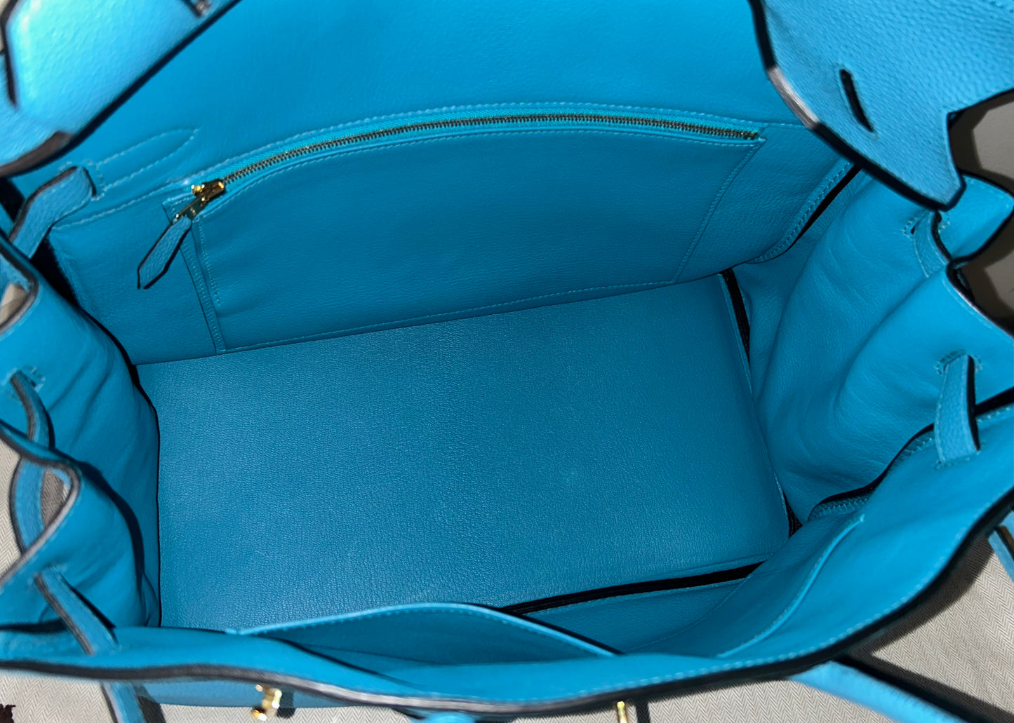 HERMÈS Birkin 35 Bleu Izmir Togo Leather Gold Hardware Handbag
