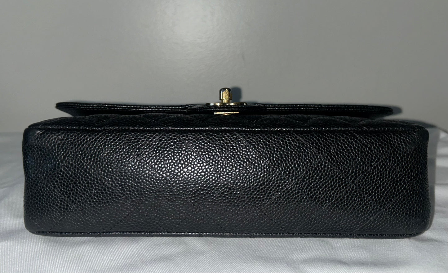 CHANEL Medium Classic Double Flap Caviar Quilted Handbag Black / 24K Gold