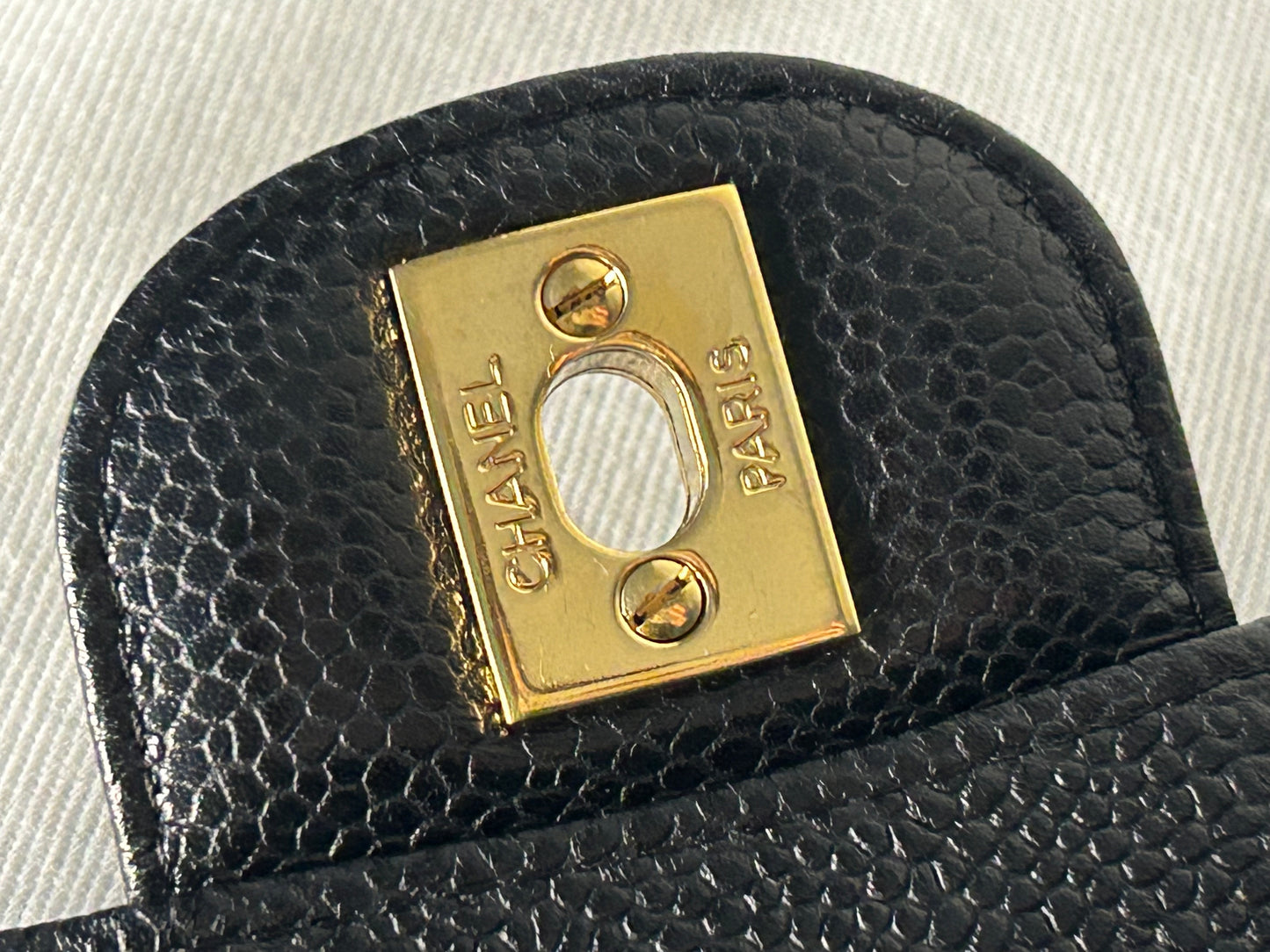 CHANEL Medium Classic Double Flap Caviar Quilted Handbag Black / 24K Gold