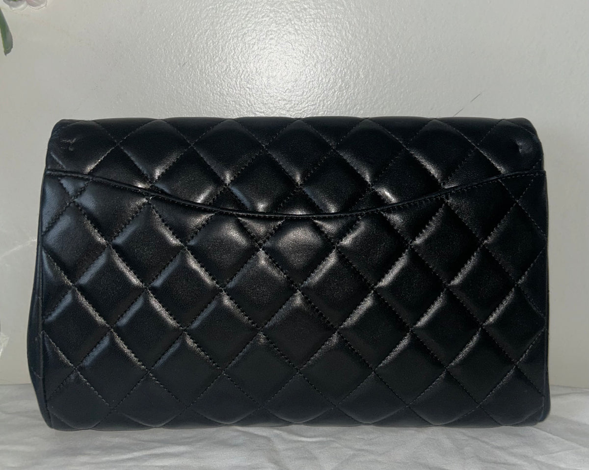 CHANEL Classic CC Quilted Flap Shoulder Bag Lambskin Leather Black