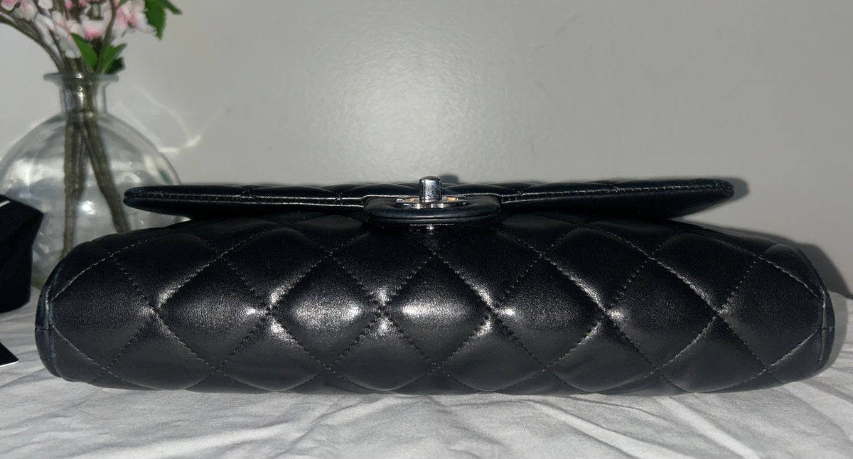 CHANEL Classic CC Quilted Flap Shoulder Bag Lambskin Leather Black
