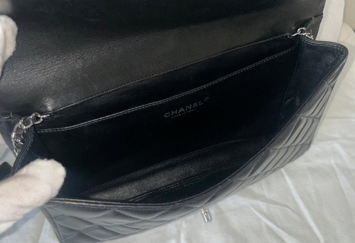 CHANEL Classic CC Quilted Flap Shoulder Bag Lambskin Leather Black