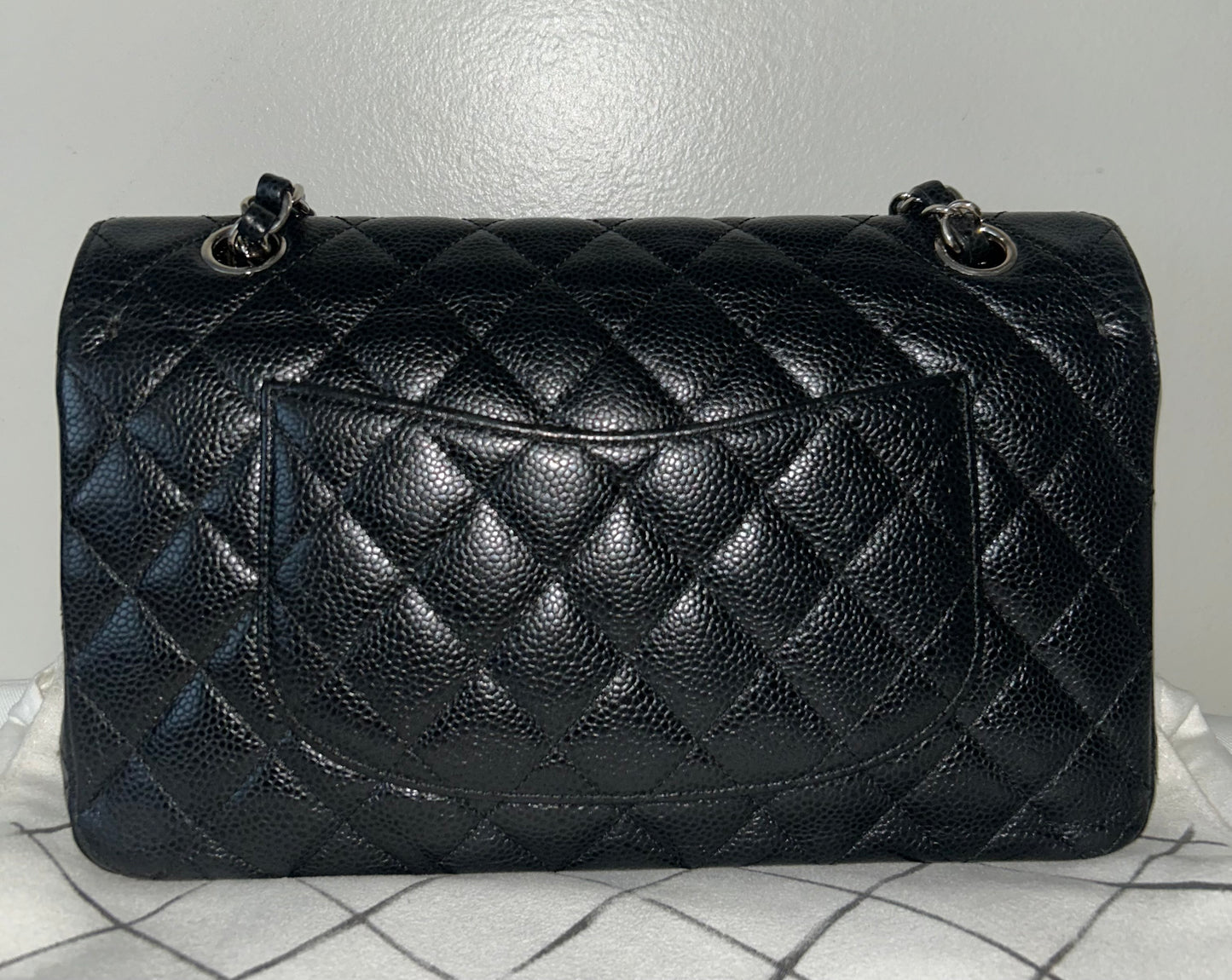 CHANEL Medium Classic Double Flap Caviar Quilted Handbag Black