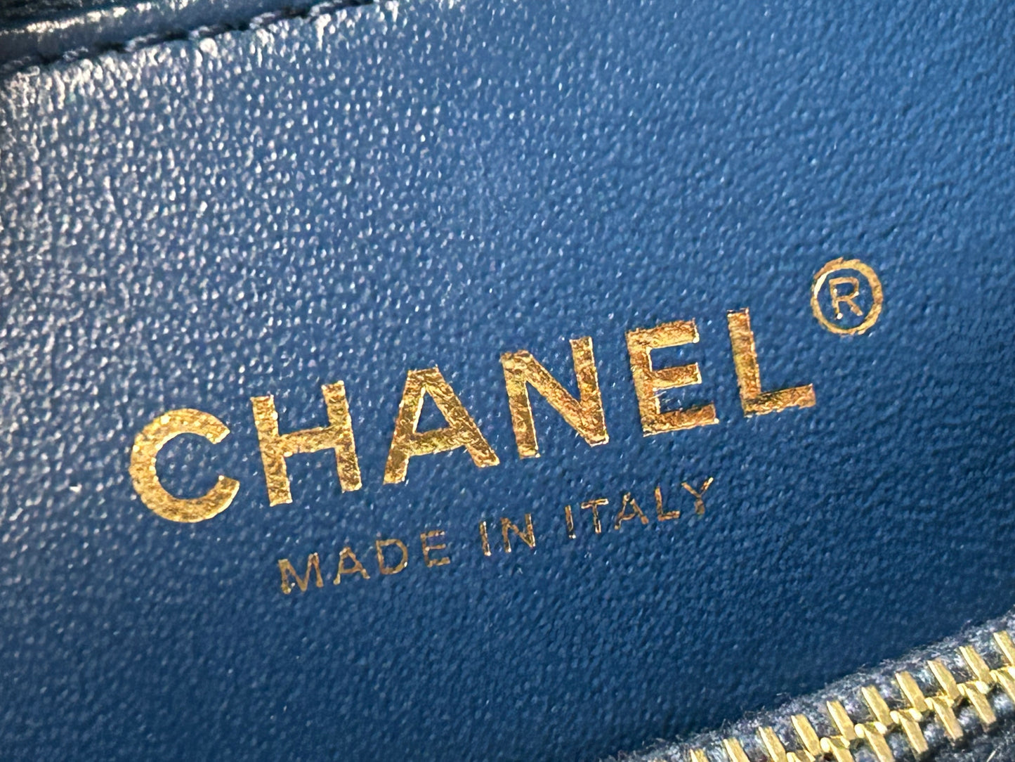 CHANEL Medium Coco Top Handle Bag Chevron Quilted Calfskin w/ Lizard Handle Blue