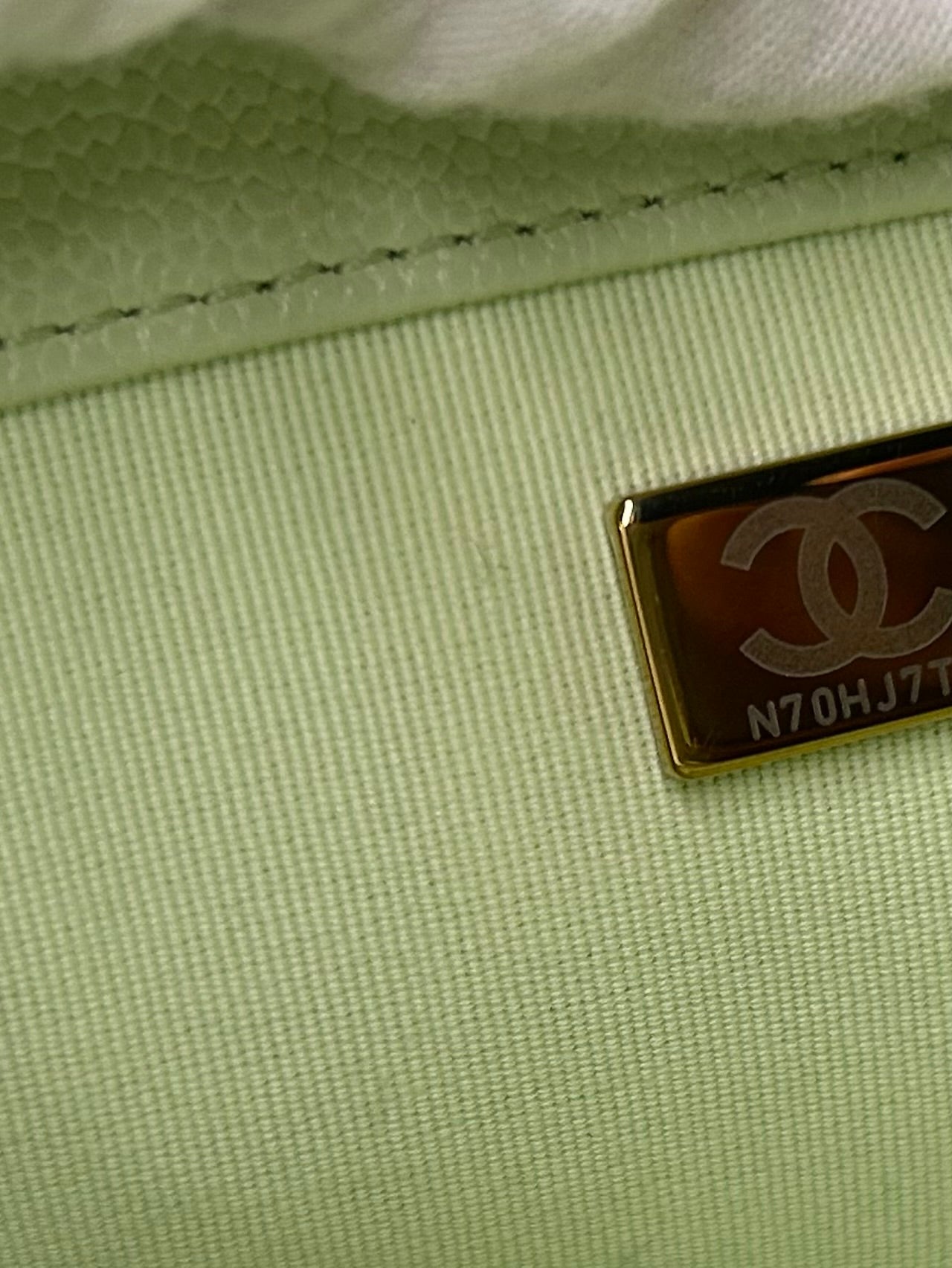 CHANEL Medium Boy Flap Bag Chevron Quilted Caviar Leather Mint Light Green / GHW