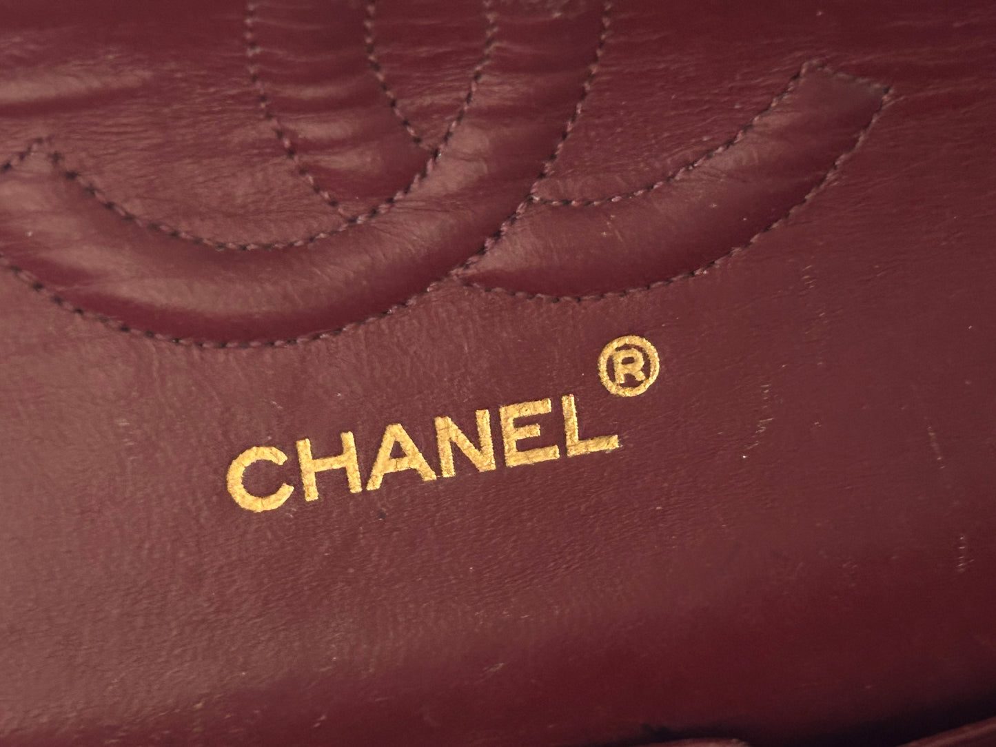 CHANEL Vintage Medium Classic Double Flap Jersey Quilted Handbag Navy / 24K Gold