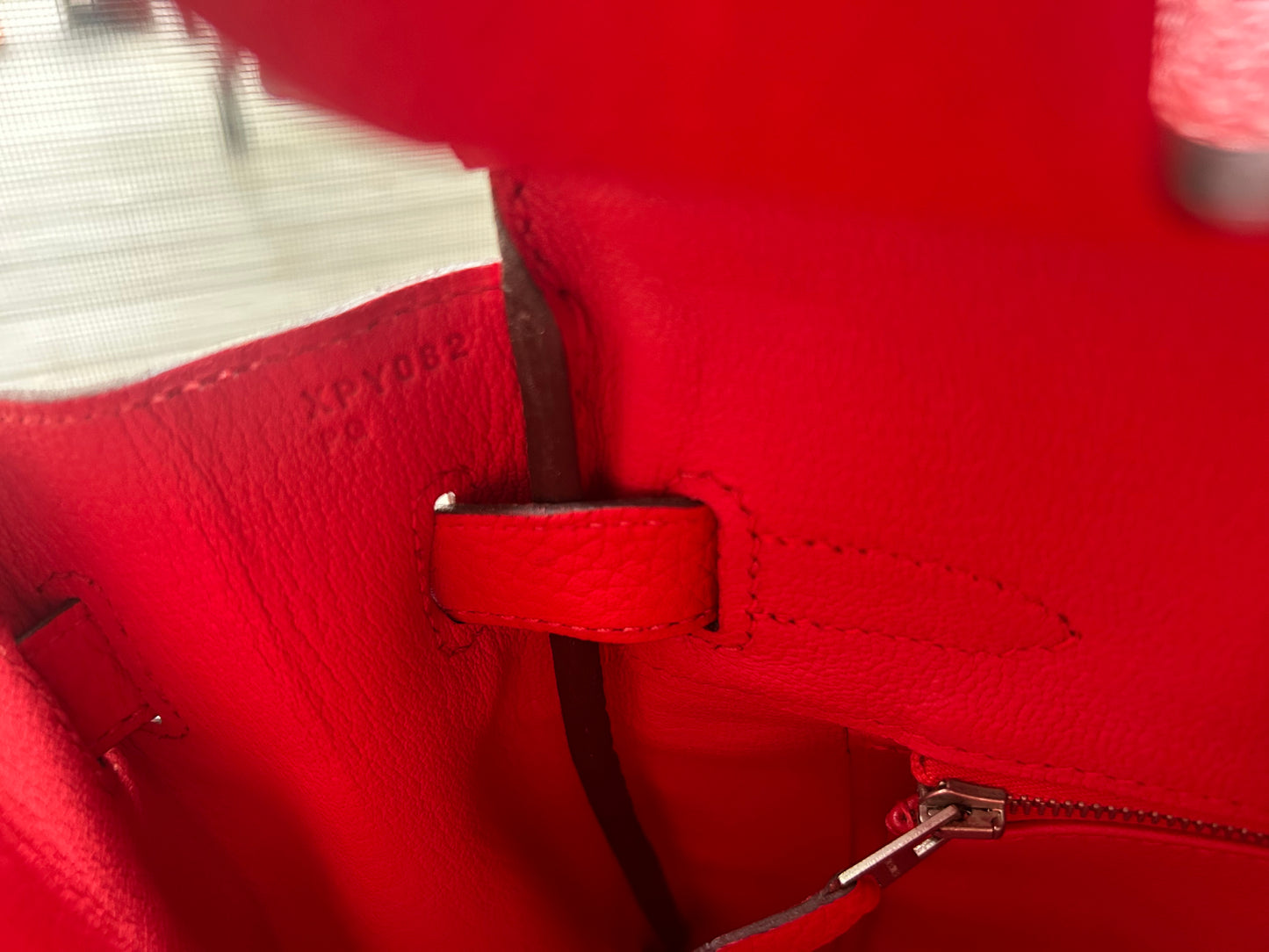 HERMES Birkin 30 Rouge Tomate Clemence Leather Palladium Hardware Handbag