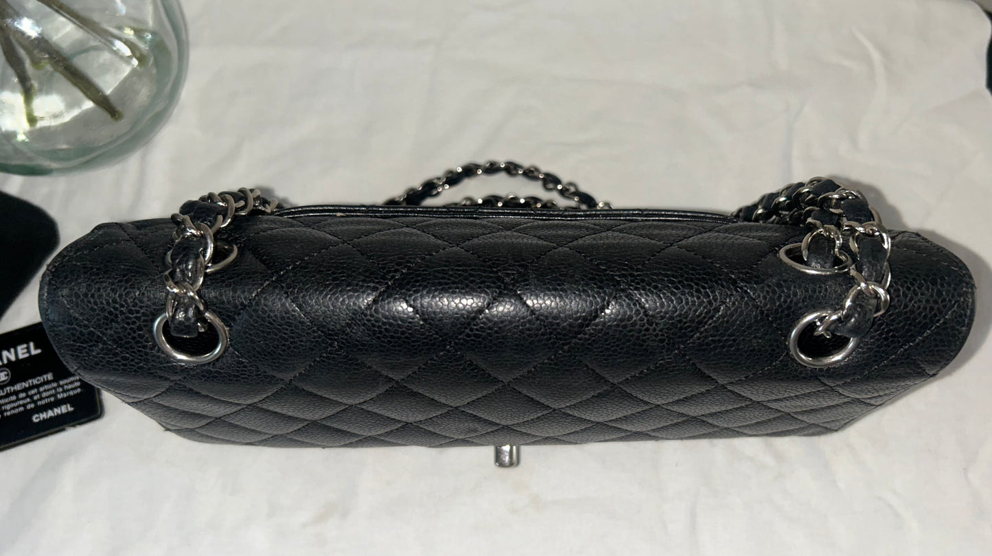 CHANEL Medium Classic Double Flap Caviar Quilted Handbag Black