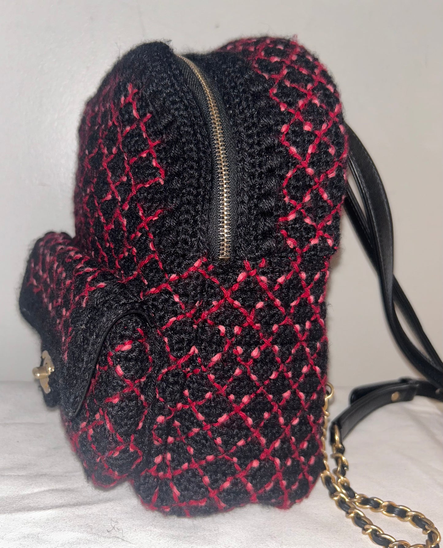 CHANEL Quilted Tweed & Leather Mini Backpack Black Multi