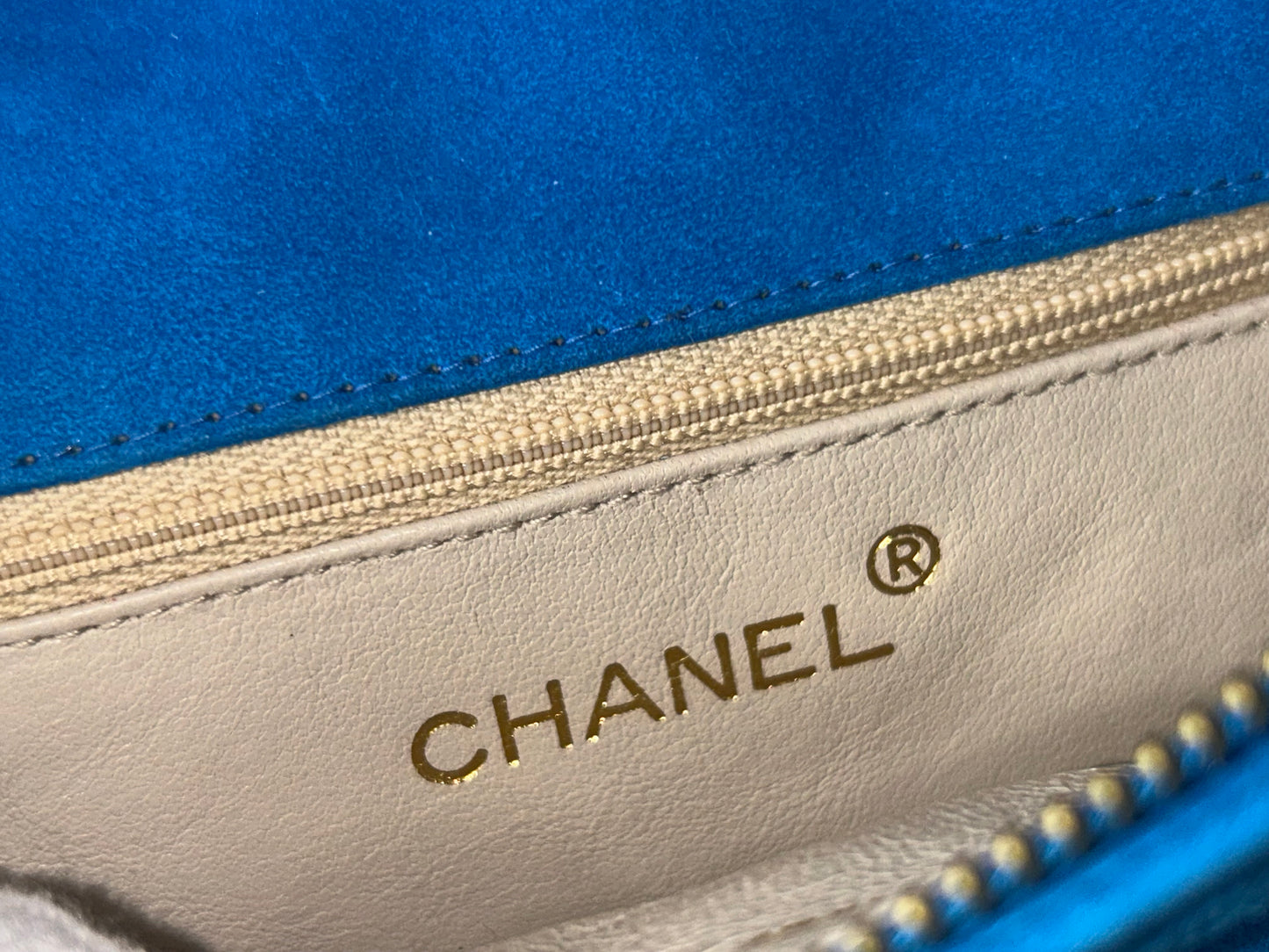 CHANEL Vintage Turquoise Suede Camera Crossbody Bag w/ Tassel 24K Gold Hardware