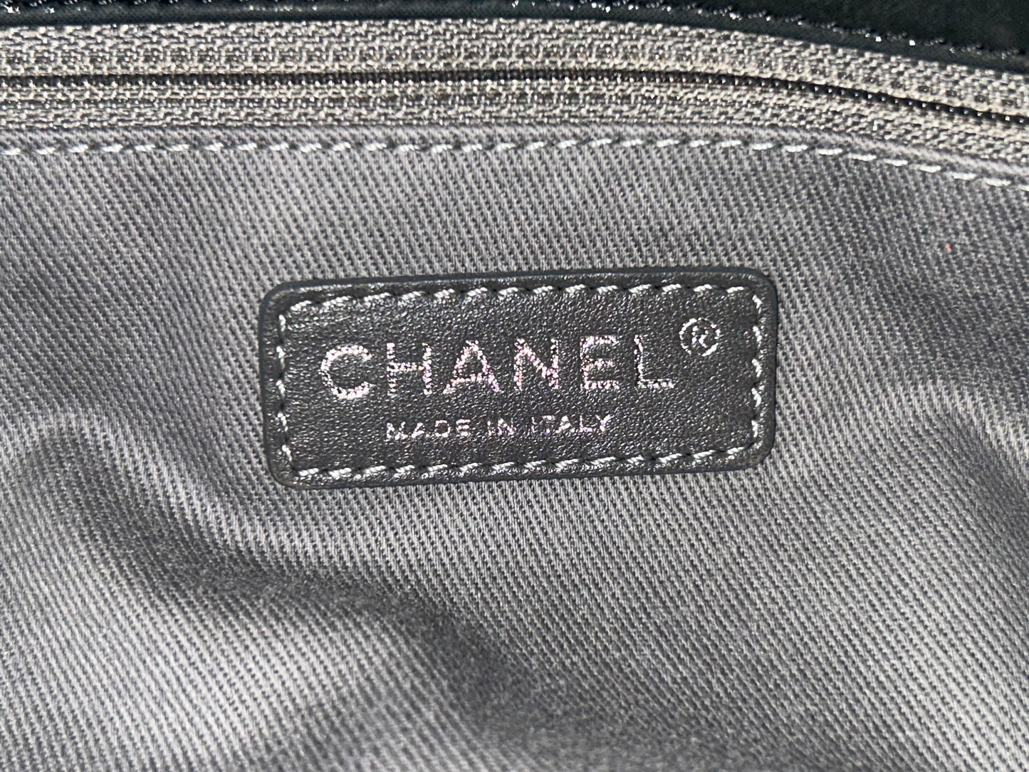 CHANEL Iridescent Calfskin Glint Large Flap Bag Charcoal Dark Grey