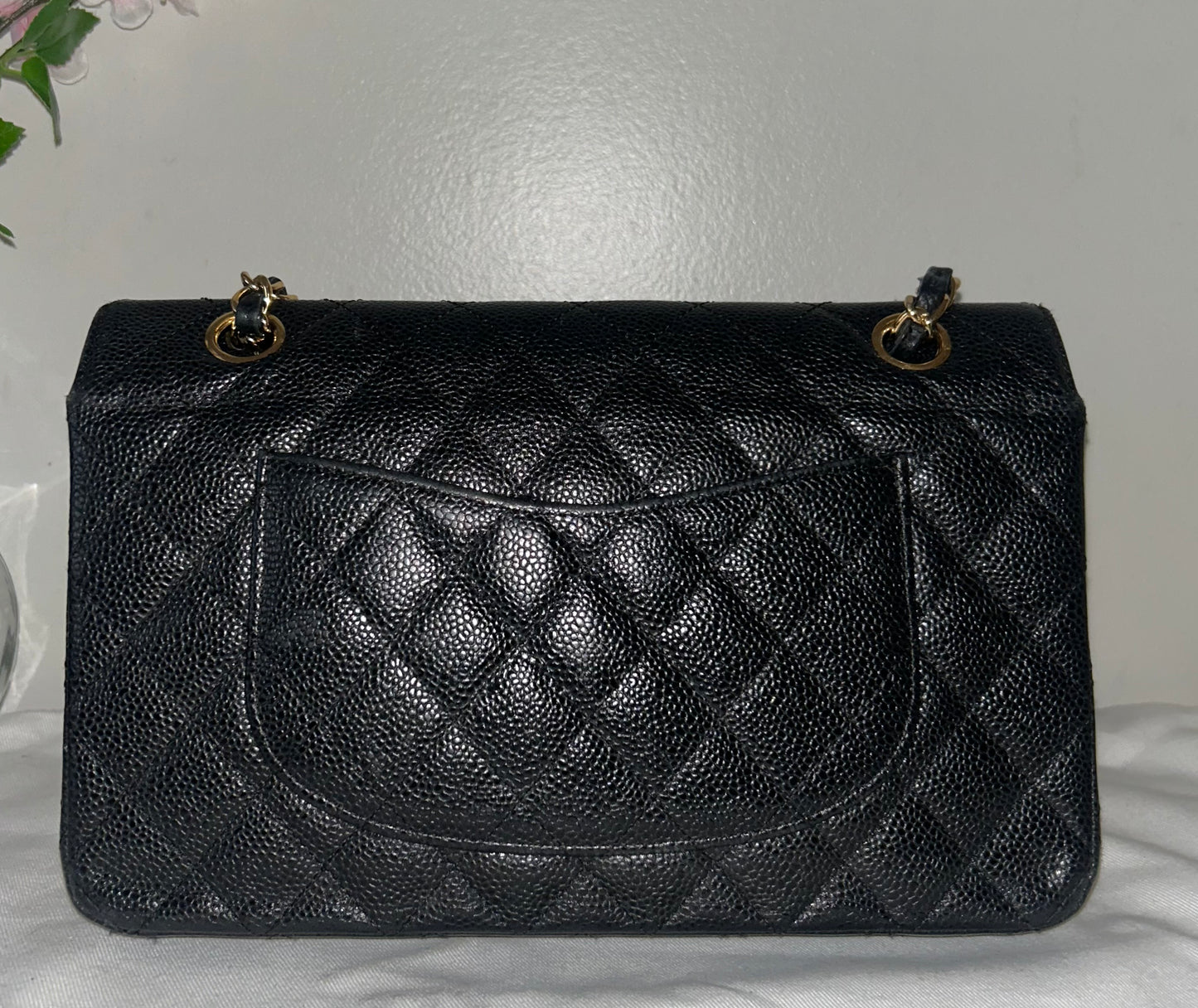 CHANEL Medium Classic Double Flap Caviar Quilted Handbag Black / Gold Hardware