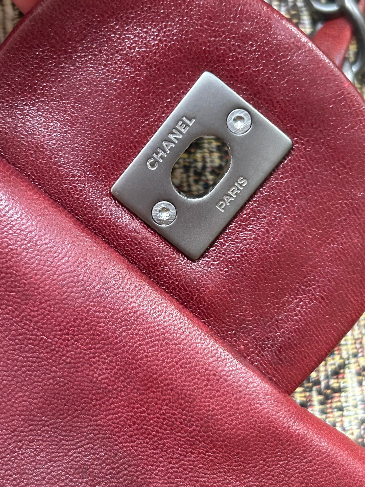 CHANEL Classic Jumbo Quilted Lambskin Leather Handbag Burgundy