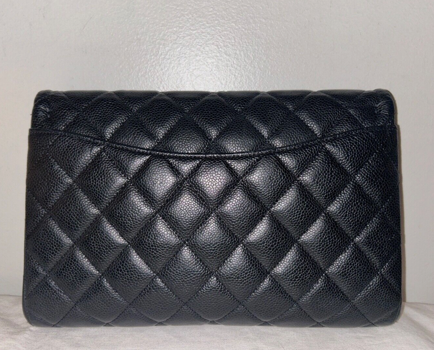 CHANEL Classic CC Quilted Single Flap Shoulder Bag Caviar Leather Black