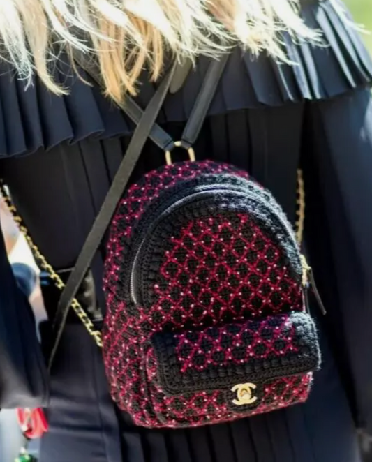 CHANEL Quilted Tweed & Leather Mini Backpack Black Multi