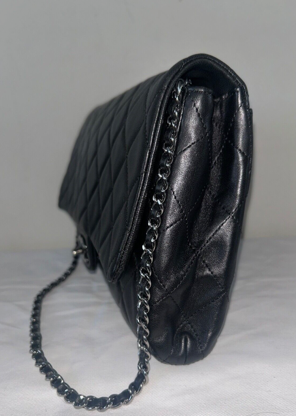 CHANEL Classic CC Quilted Flap Shoulder Bag Lambskin Leather Black