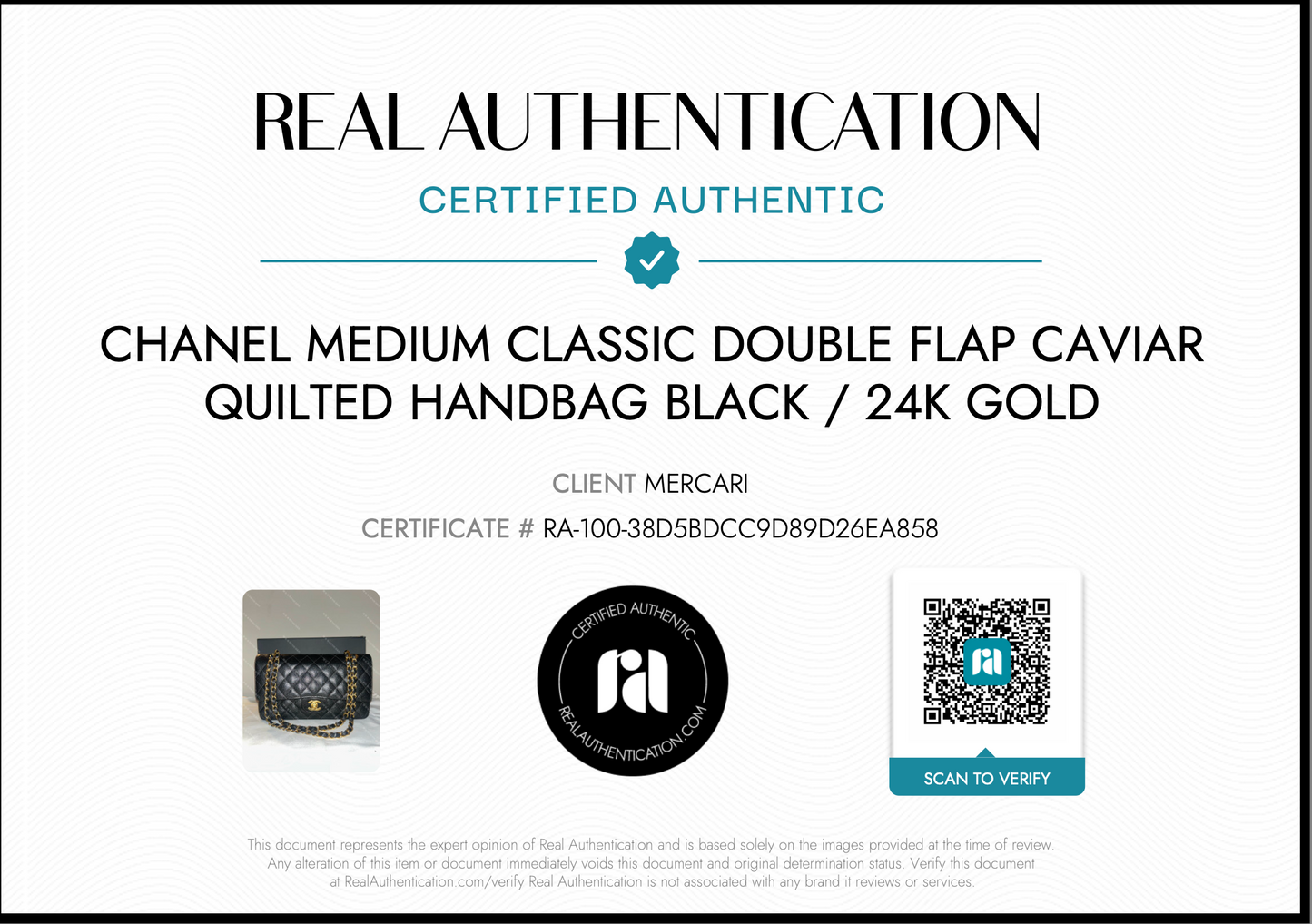 CHANEL Medium Classic Double Flap Caviar Quilted Handbag Black / 24k Gold