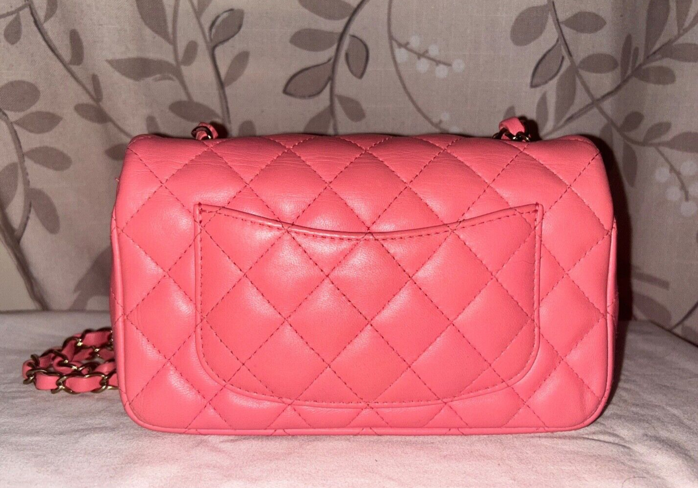 CHANEL 22S Classic Mini Rectangular Flap Bag Quilted Lambskin Leather Pink/Gold