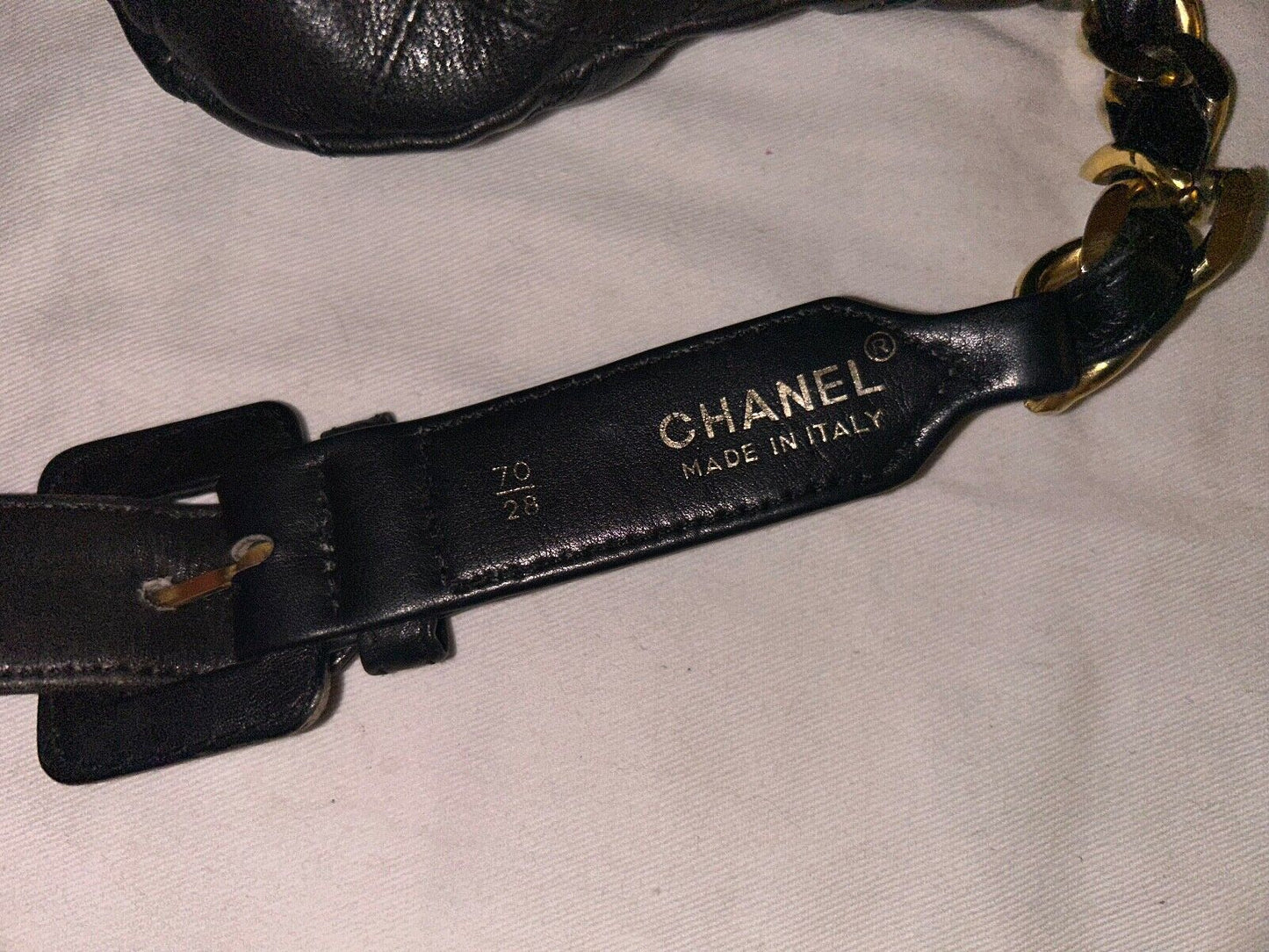 CHANEL CC Quilted Lambskin Chain Waist Flap Belt & Shoulder Bag Black/Gold