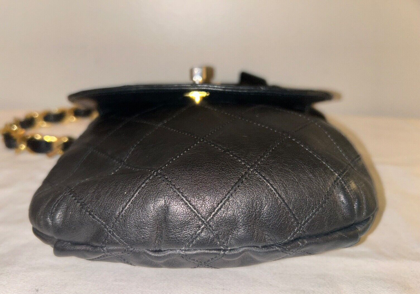 CHANEL CC Quilted Lambskin Chain Waist Flap Belt & Shoulder Bag Black/Gold