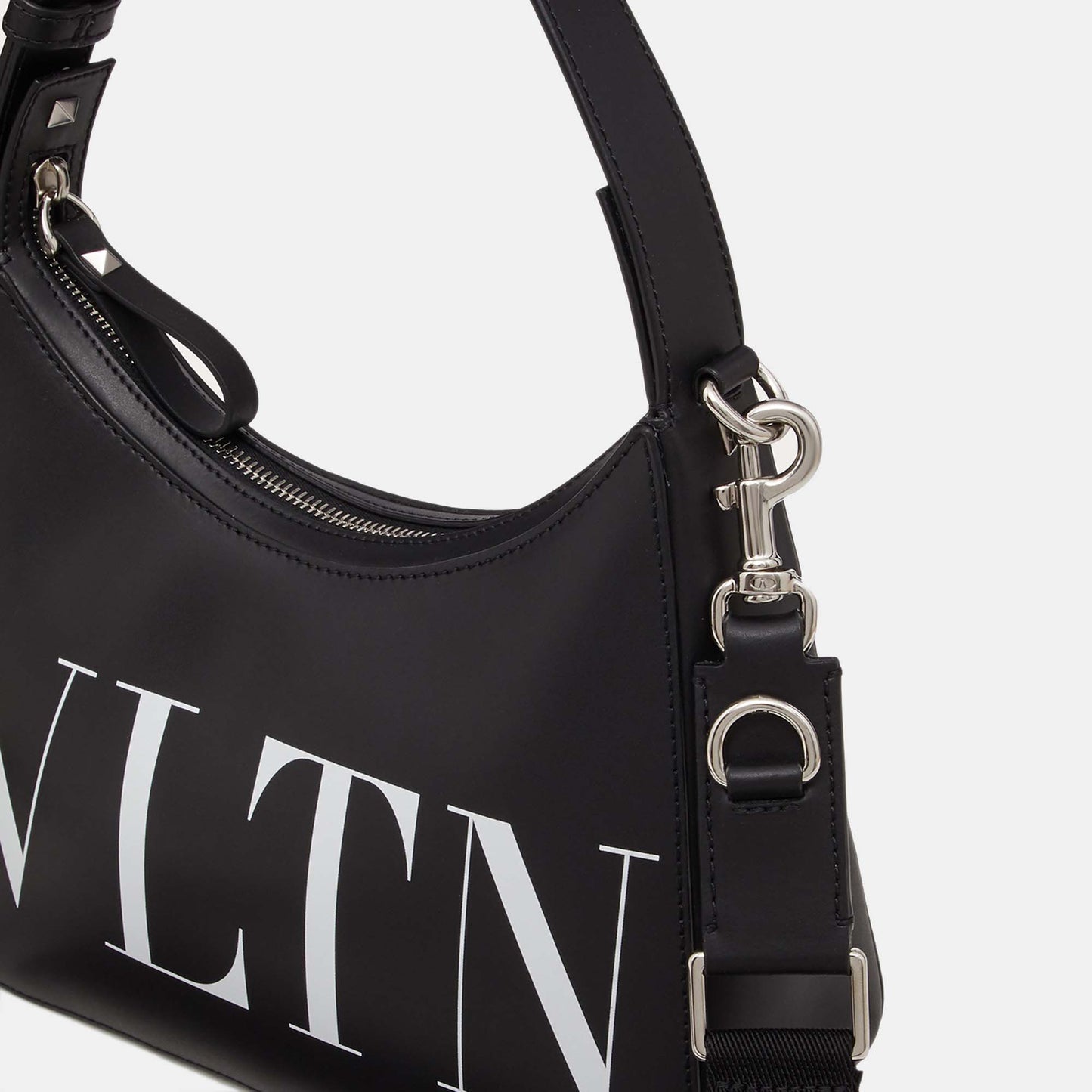 VALENTINO GARAVANI VLTN Logo Leather Shoulder Bag Black