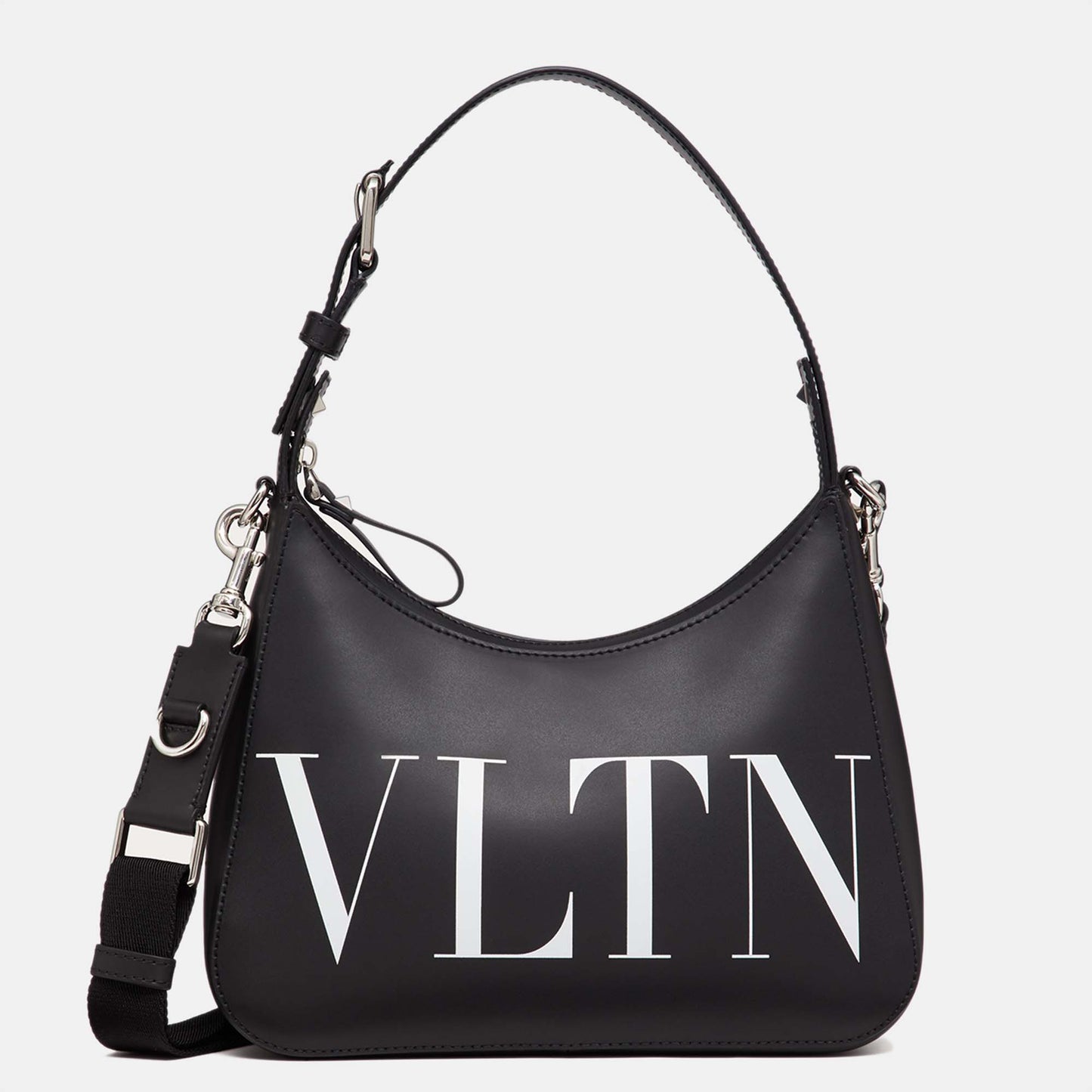 VALENTINO GARAVANI VLTN Logo Leather Shoulder Bag Black