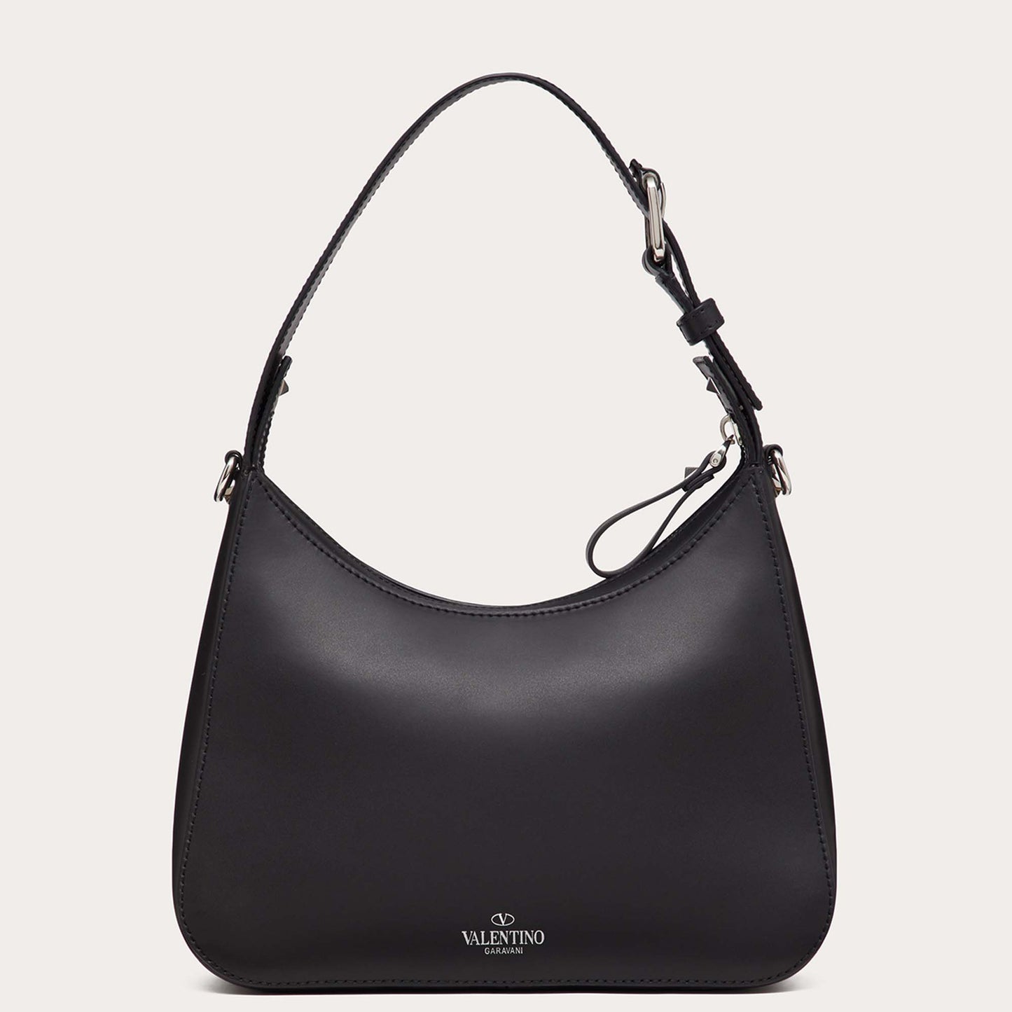 VALENTINO GARAVANI VLTN Logo Leather Shoulder Bag Black