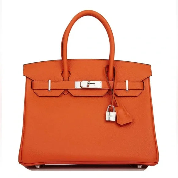 HERMÈS Birkin 30 Feu Clemence Leather Palladium Hardware Handbag