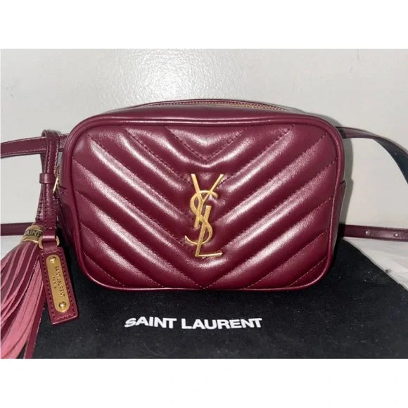 SAINT LAURENT YSL Lou Belt Bag Quilted Chevron Leather Burgundy