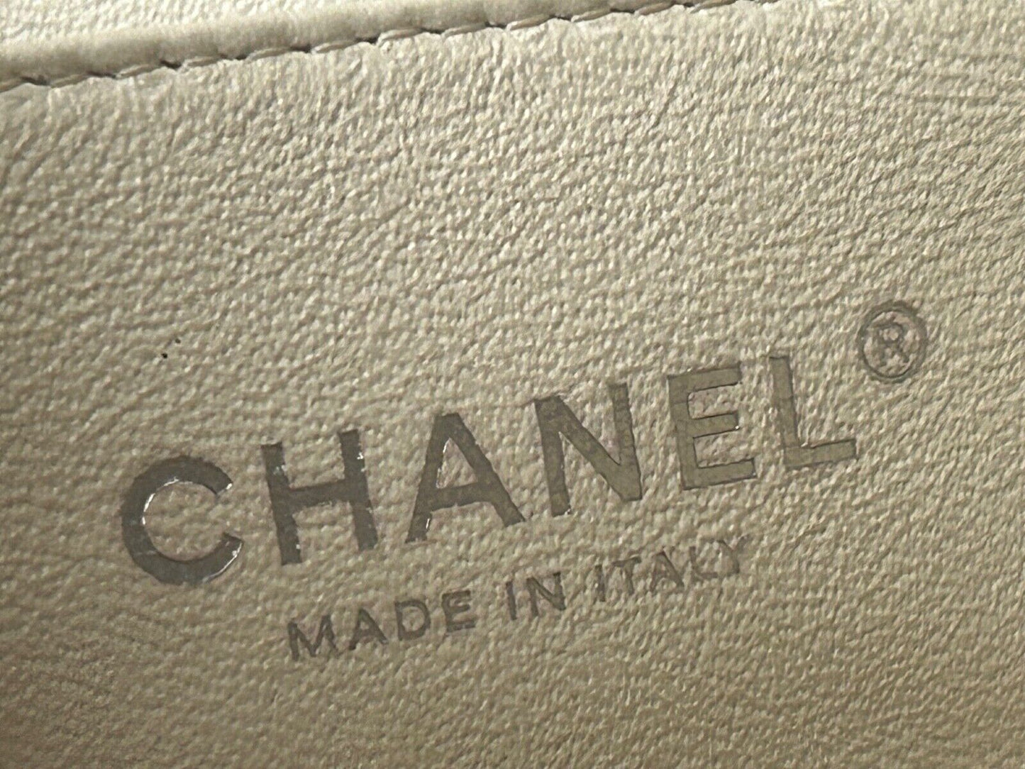 CHANEL Classic CC Quilted Flap Shoulder Bag Patent Leather Ivory White