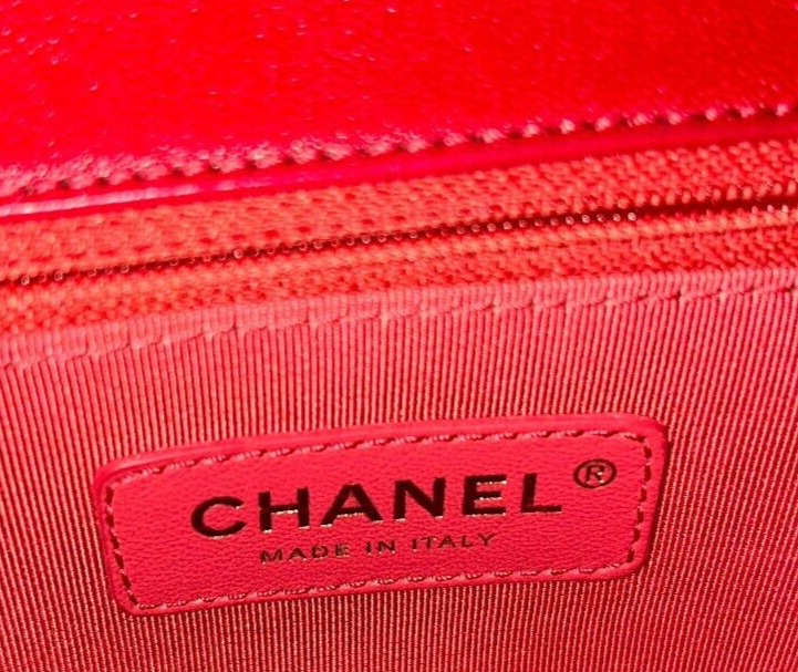 CHANEL Classic Small Tweed Lambskin Quilted Flap Crossbody Bag Red/Gold