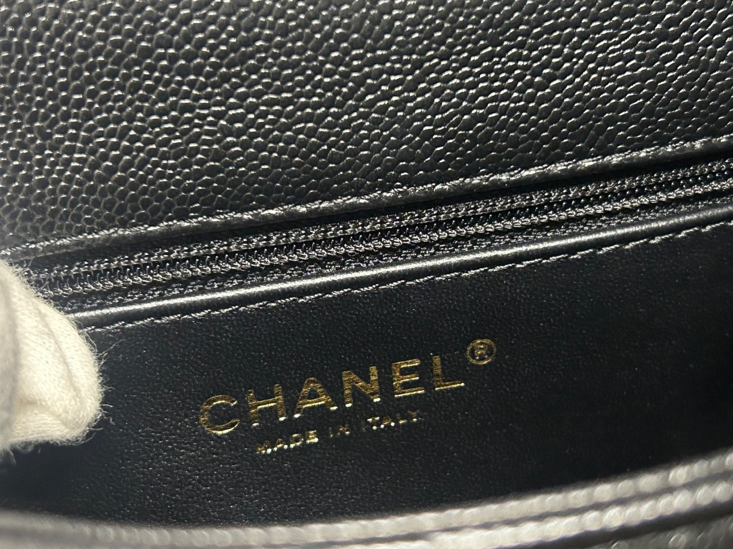 CHANEL 23P Mini Rectangular Sweetheart Quilted Caviar Flap Bag Black