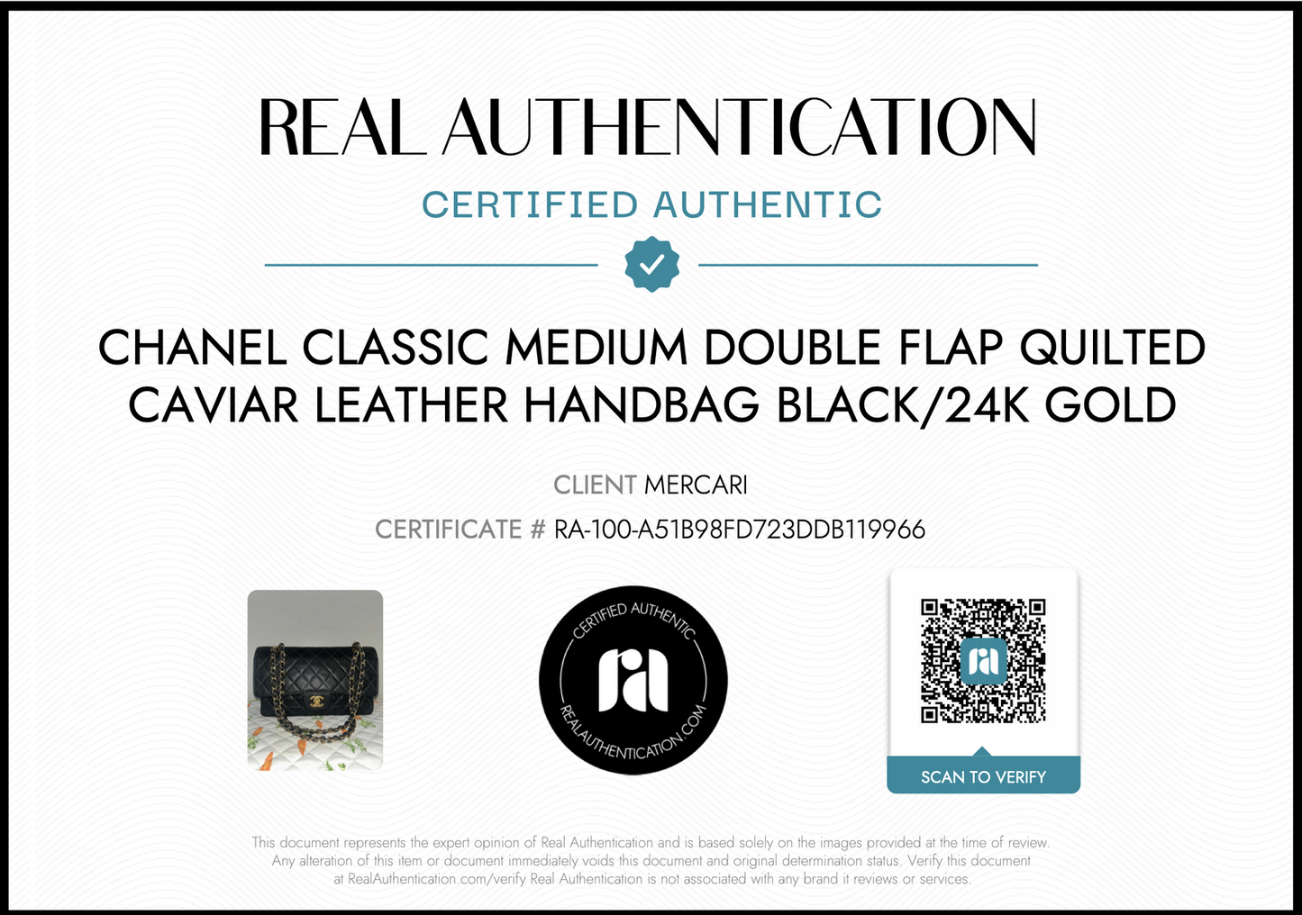 CHANEL Classic Medium Double Flap Quilted Caviar Leather Handbag Black/24K Gold