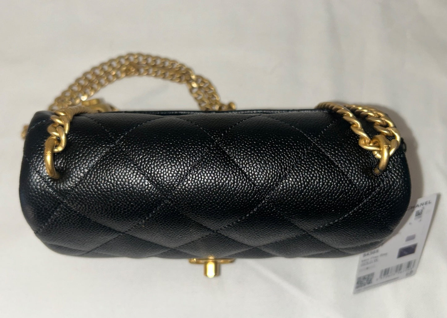CHANEL 23P Mini Rectangular Sweetheart Quilted Caviar Flap Bag Black