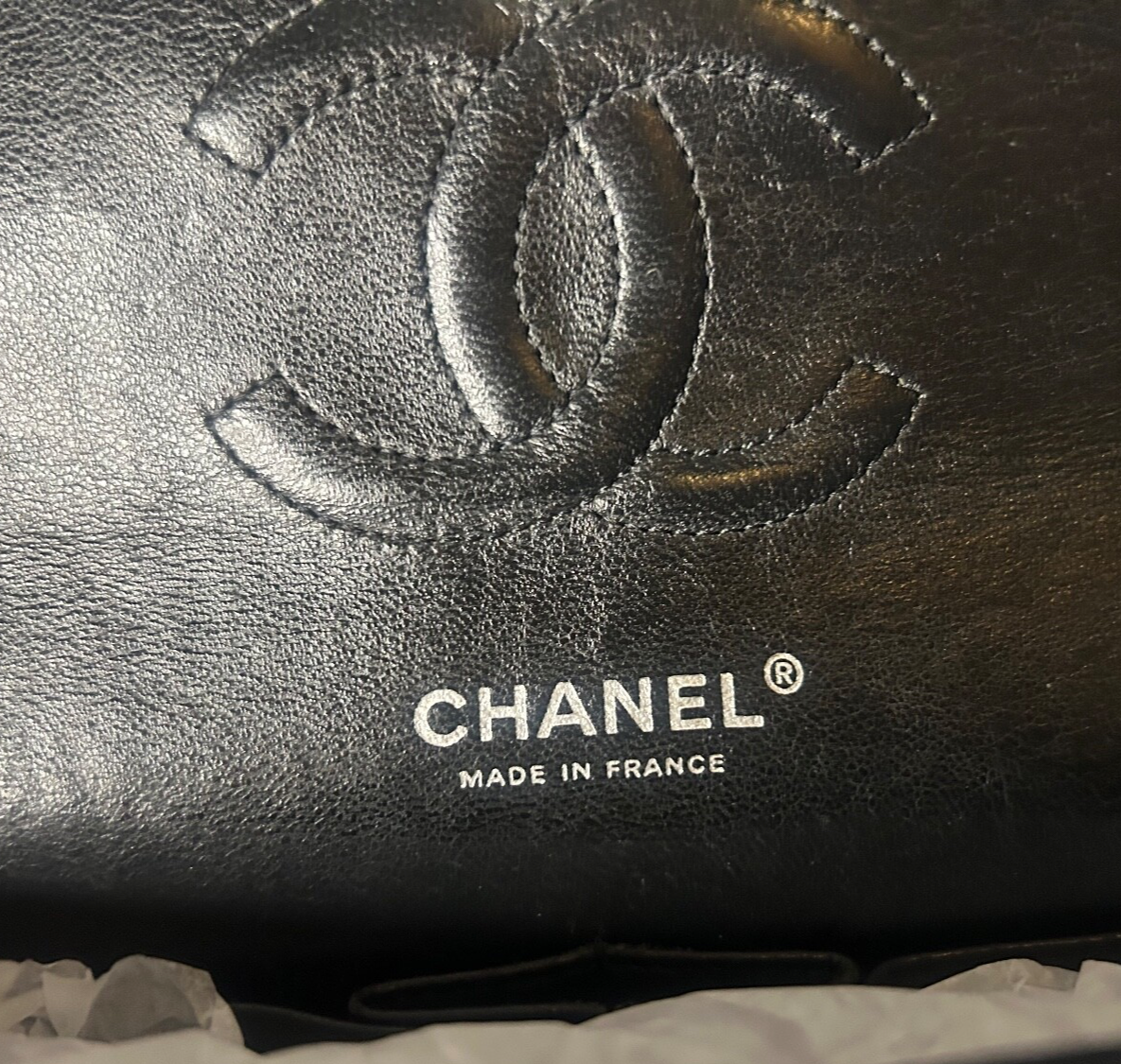 CHANEL Classic Medium Double Flap Quilted Caviar Leather Handbag Black