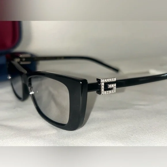 NEW! GUCCI Cat Eye Crystal Logo Sunglasses Black Mirror Lens GG1681S