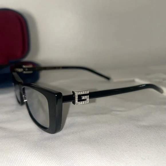 NEW! GUCCI Cat Eye Crystal Logo Sunglasses Black Mirror Lens GG1681S