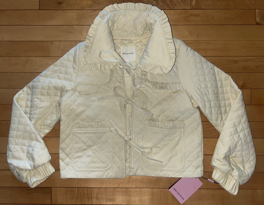 NEW! AVEC LES FILLES The Maura Bow-Tie Cotton Jacket in Stone Ivory Size S