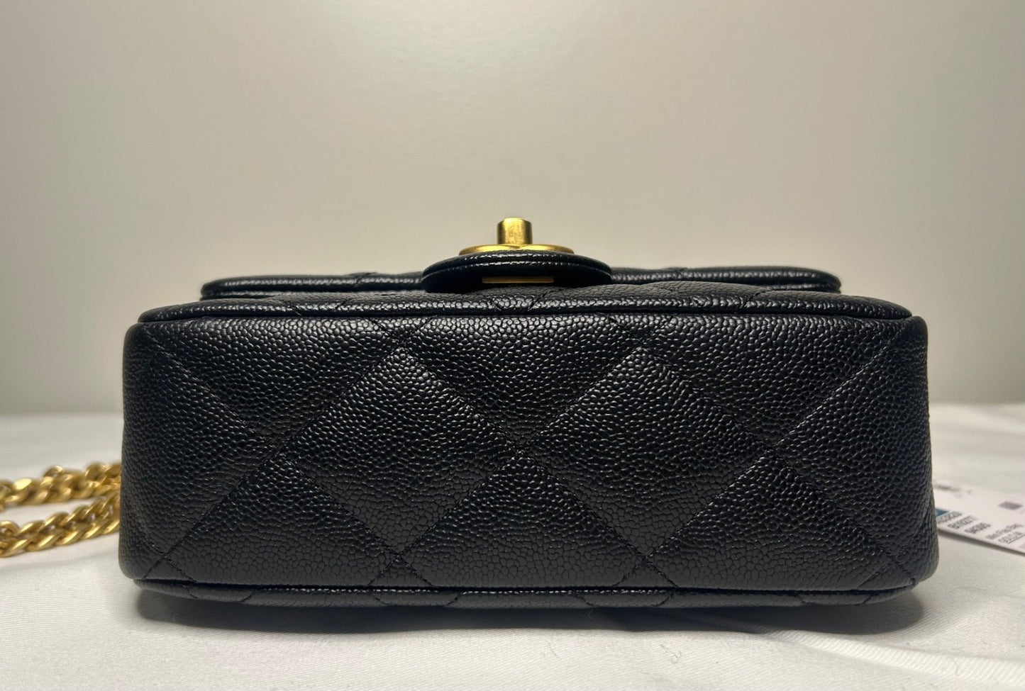 CHANEL 23P Mini Rectangular Sweetheart Quilted Caviar Flap Bag Black