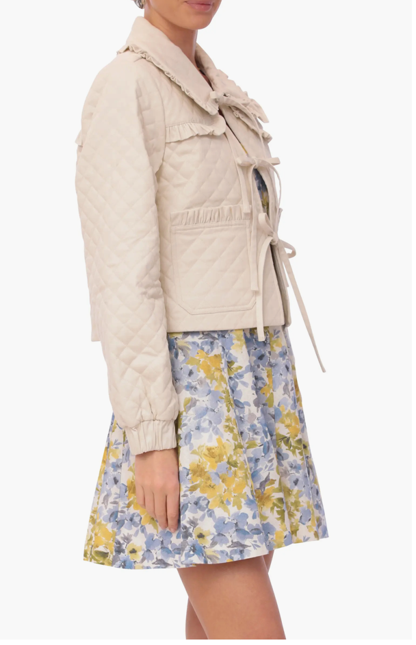 NEW! AVEC LES FILLES The Maura Bow-Tie Cotton Jacket in Stone Ivory Size S