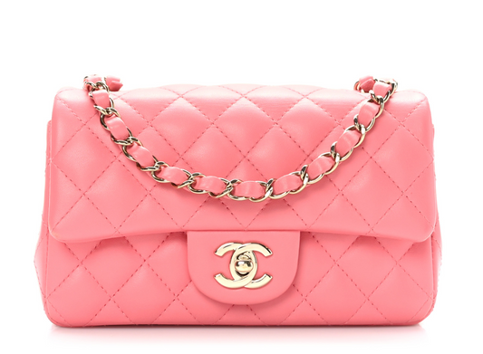 CHANEL 22S Classic Mini Rectangular Flap Bag Quilted Lambskin Leather Pink/Gold