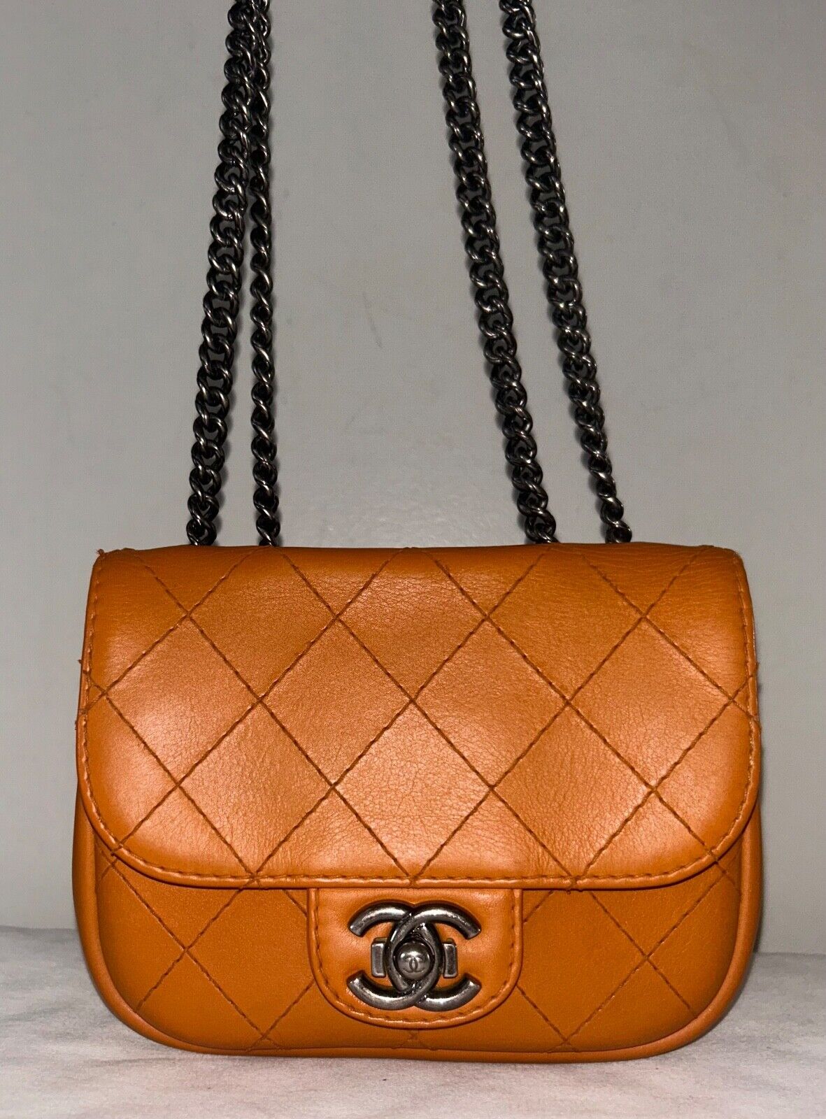 CHANEL Classic Small Messenger Flap Quilted Leather Crossbody Bag Caramel Brown