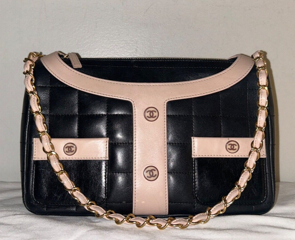 CHANEL Mademoiselle Chanel Jacket Leather Shoulder Bag Black/Pink (Ltd. Ed.)